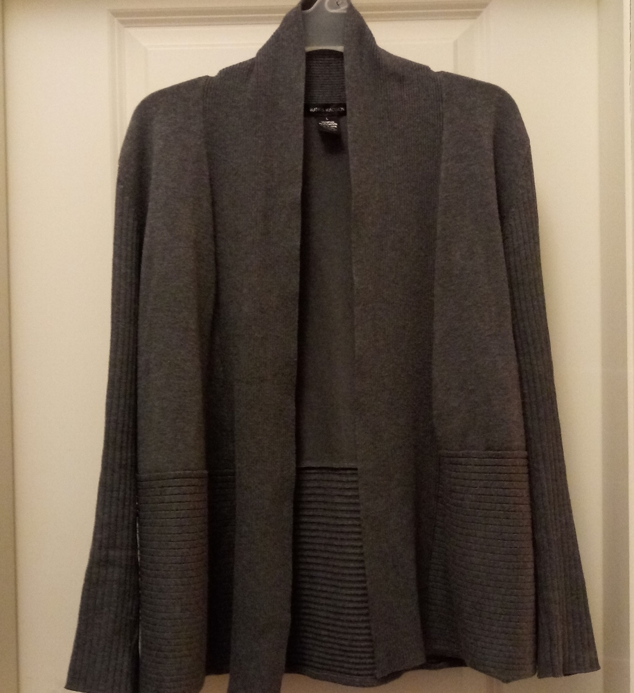 Gray Open Front Sweater